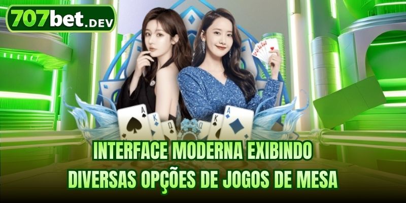 Interface moderna exibindo diversas opções de jogos de mesa